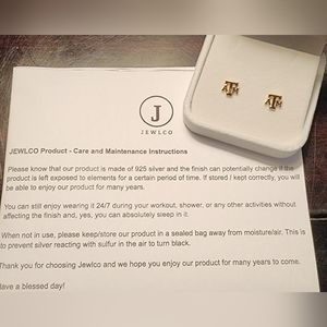 Aggie A&M gold plated, sterling silver earrings.  Brand new with gift box.